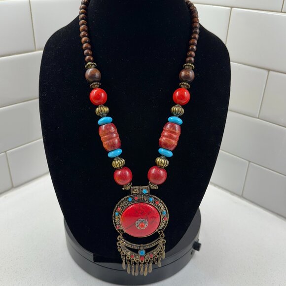 Jewelry - Tibetan Style Brass Pendant Tribal Necklace